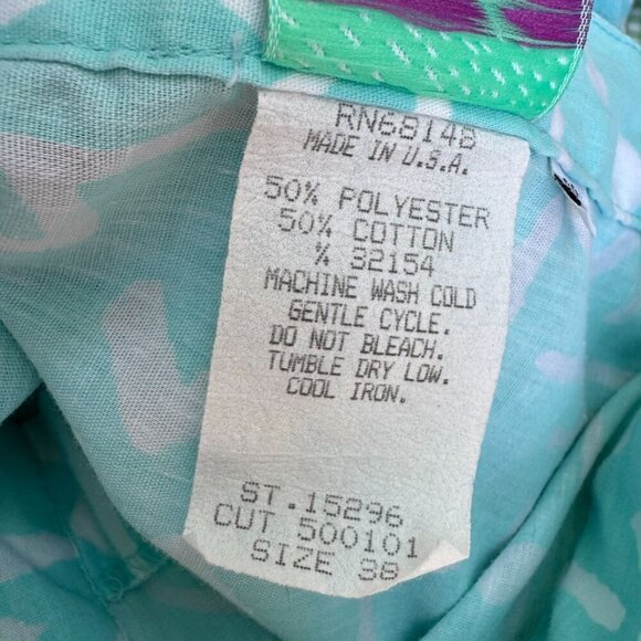 Richard Simmons Signatures Vintage Turquoise Button-Front Drop Waist Skirt 38 - Picture 9 of 9